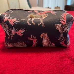 Stella & Dot animal print cosmetics pouf